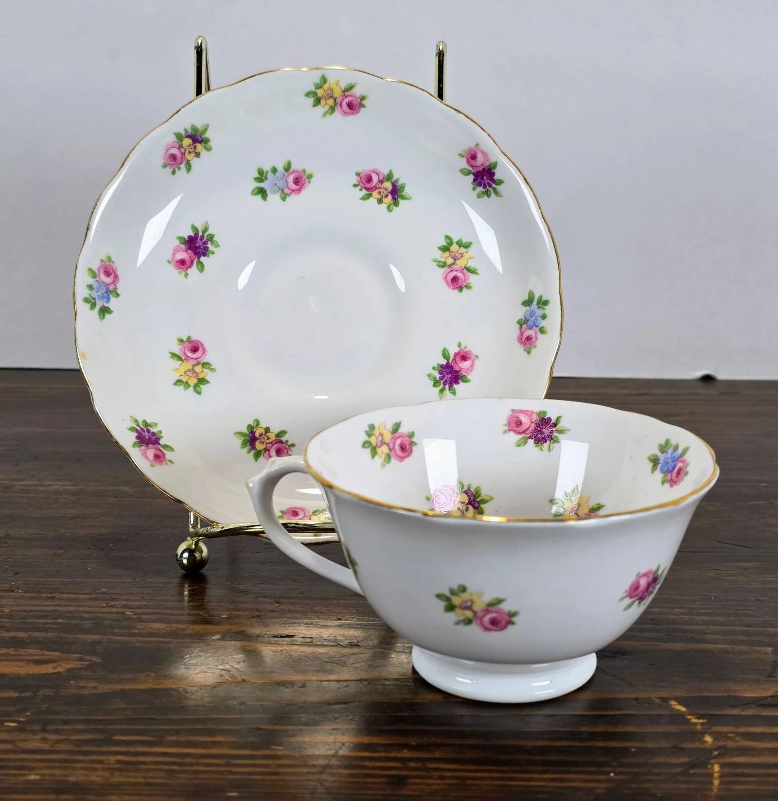 Set of 4 Vintage Footed Cup and Saucer Sets by Royal Tuscan