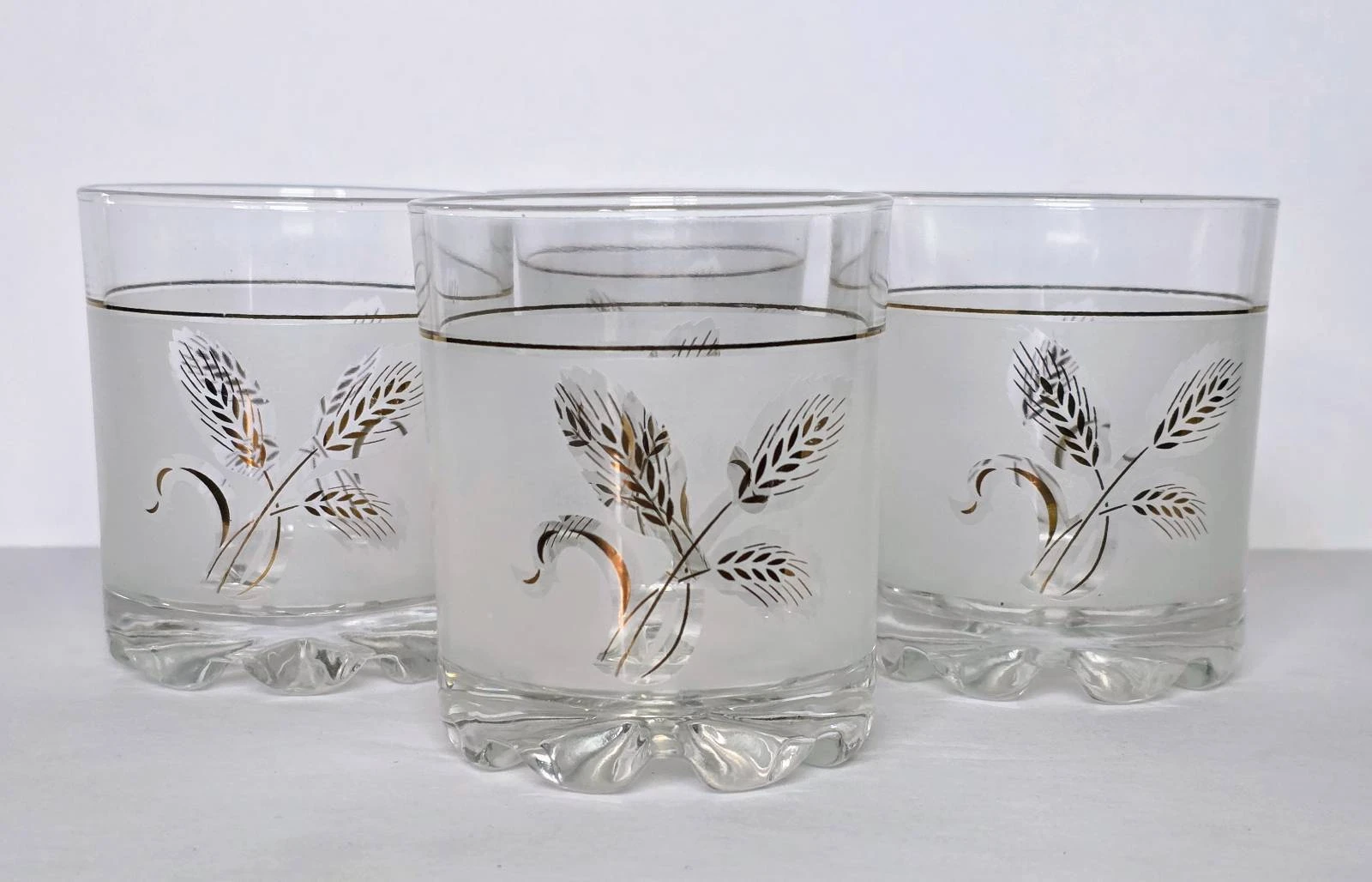 Set of 4 Vintage Covetro Wheat Double Old Fashioned Glasses